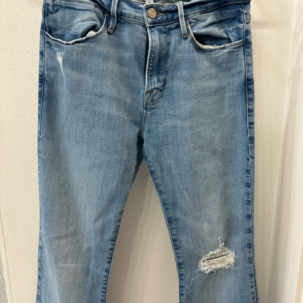 Frame Denim Light Blue Distressed Le High Jeans